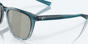 Gray Silver Mirror Polarized Glass Lenses, Shiny Deep Teal Fade Frame