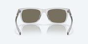 Blue Mirror Polarized Glass Lenses, Shiny Light Gray Crystal Frame