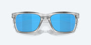 Blue Mirror Polarized Glass Lenses, Shiny Light Gray Crystal Frame