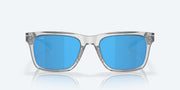 Blue Mirror Polarized Glass Lenses, Shiny Light Gray Crystal Frame