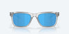 [Blue Mirror Polarized Glass Lenses, Shiny Light Gray Crystal Frame]