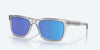 [Blue Mirror Polarized Glass Lenses, Shiny Light Gray Crystal Frame]