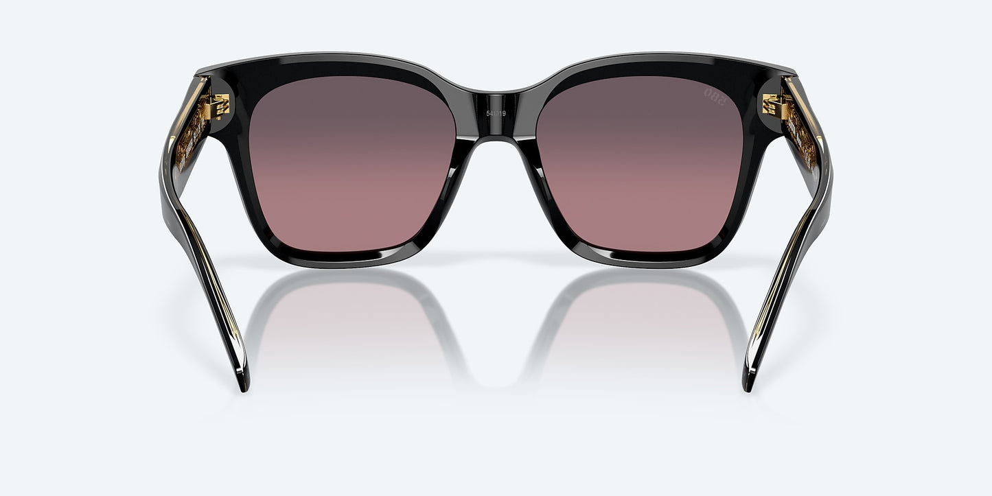[Rose Gradient Polarized Glass Lenses, Black Frame]