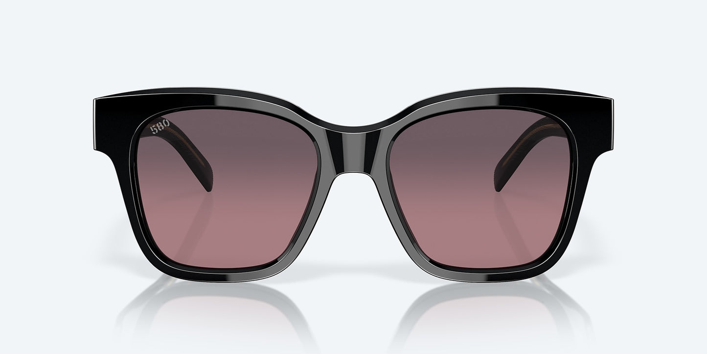 [Rose Gradient Polarized Glass Lenses, Black Frame]