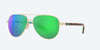 [Green Mirror Polarized Polycarbonate Lenses, Brushed Gold Frame]