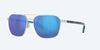 [Blue Mirror Polarized Glass Lenses, Brushed Silver Frame]