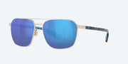 Blue Mirror Polarized Glass Lenses, Brushed Silver Frame