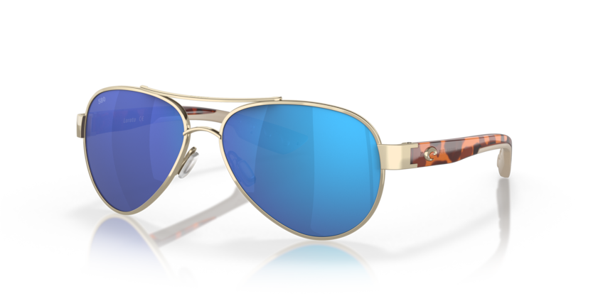 [Rose Gold w- Tortoise Temples - Blue Mirror 580G]