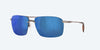 [Blue Mirror Polarized Polycarbonate Lenses, Matte Silver Frame]