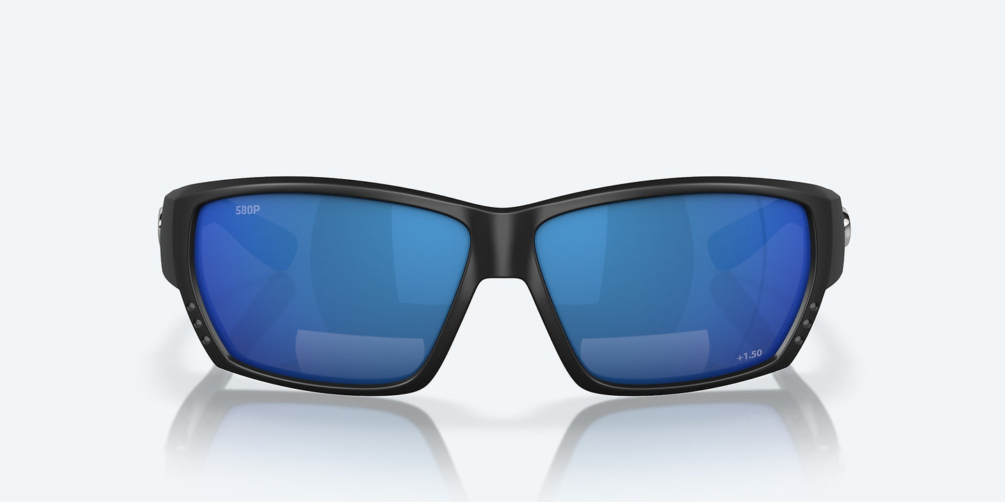 [Blue Mirror Polarized Polycarbonate Lenses, Matte Black Frame]