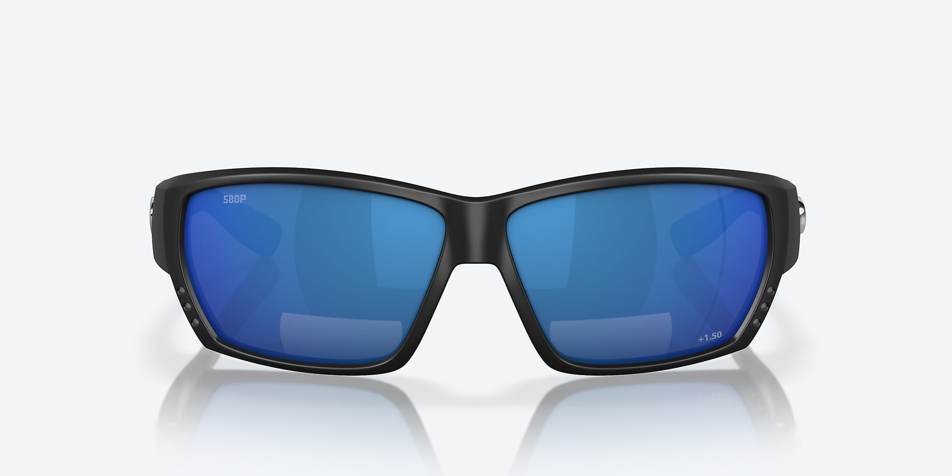 [Blue Mirror Polarized Polycarbonate Lenses, Matte Black Frame]