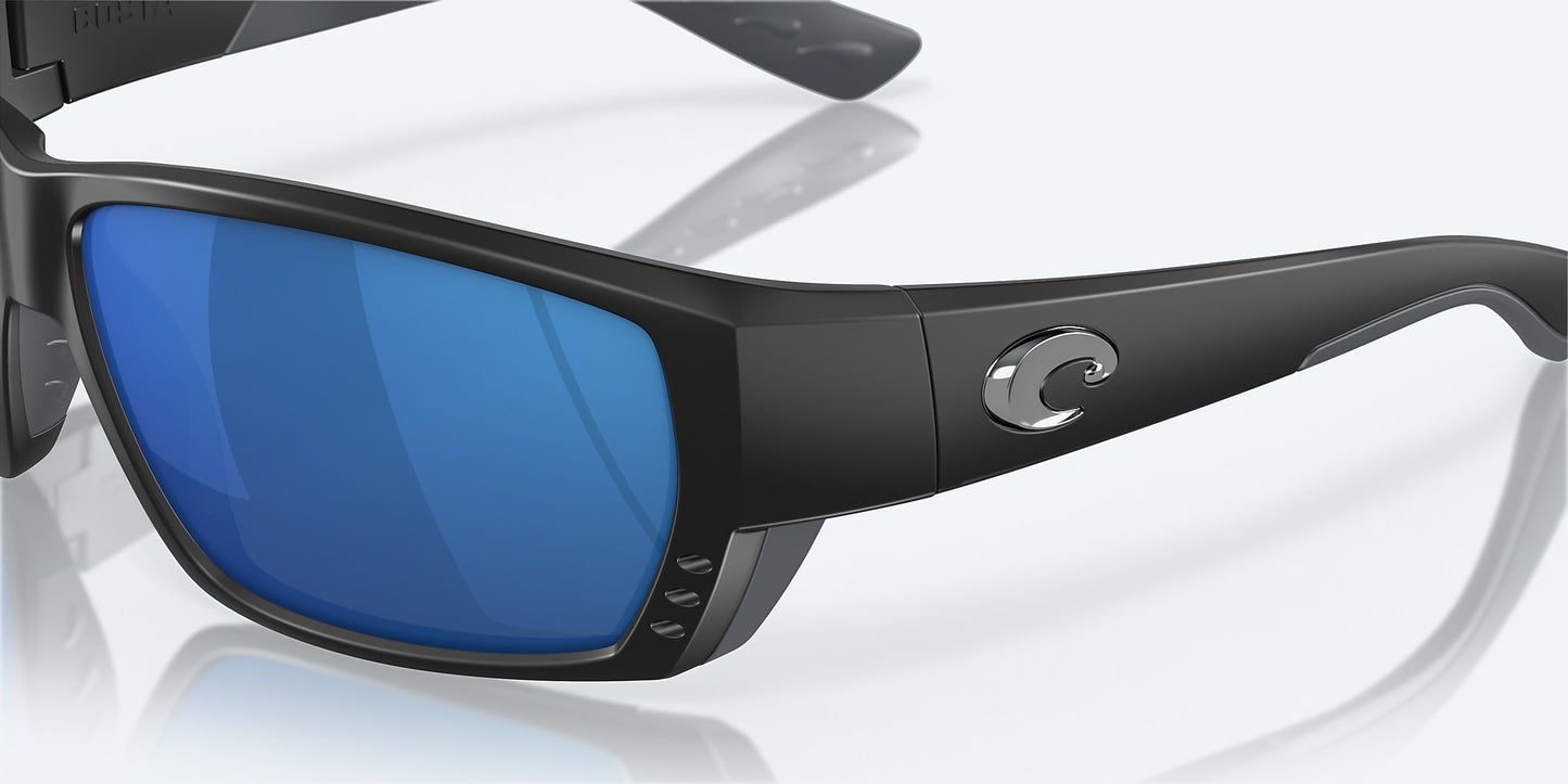 [Blue Mirror Polarized Polycarbonate Lenses, Matte Black Frame]