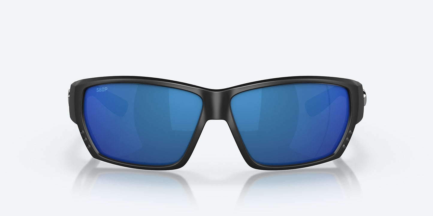 [Blue Mirror Polarized Polycarbonate Lenses, Matte Black Frame]