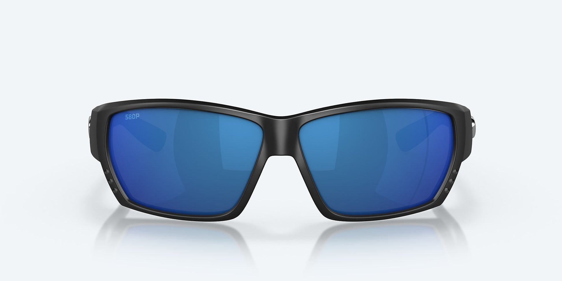[Blue Mirror Polarized Polycarbonate Lenses, Matte Black Frame]
