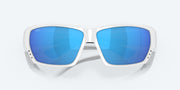 Blue Mirror Polarized Glass Lenses, White Frame