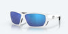 [Blue Mirror Polarized Glass Lenses, White Frame]