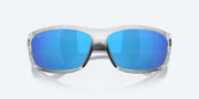 Blue Mirror Polarized Glass Lenses, Silver Frame