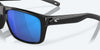 [Blue Mirror Polarized Glass Lenses, Shiny Black Frame]