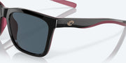 Gray Polarized Polycarbonate Lenses, Shiny Black/Crystal/Fuchsia Frame