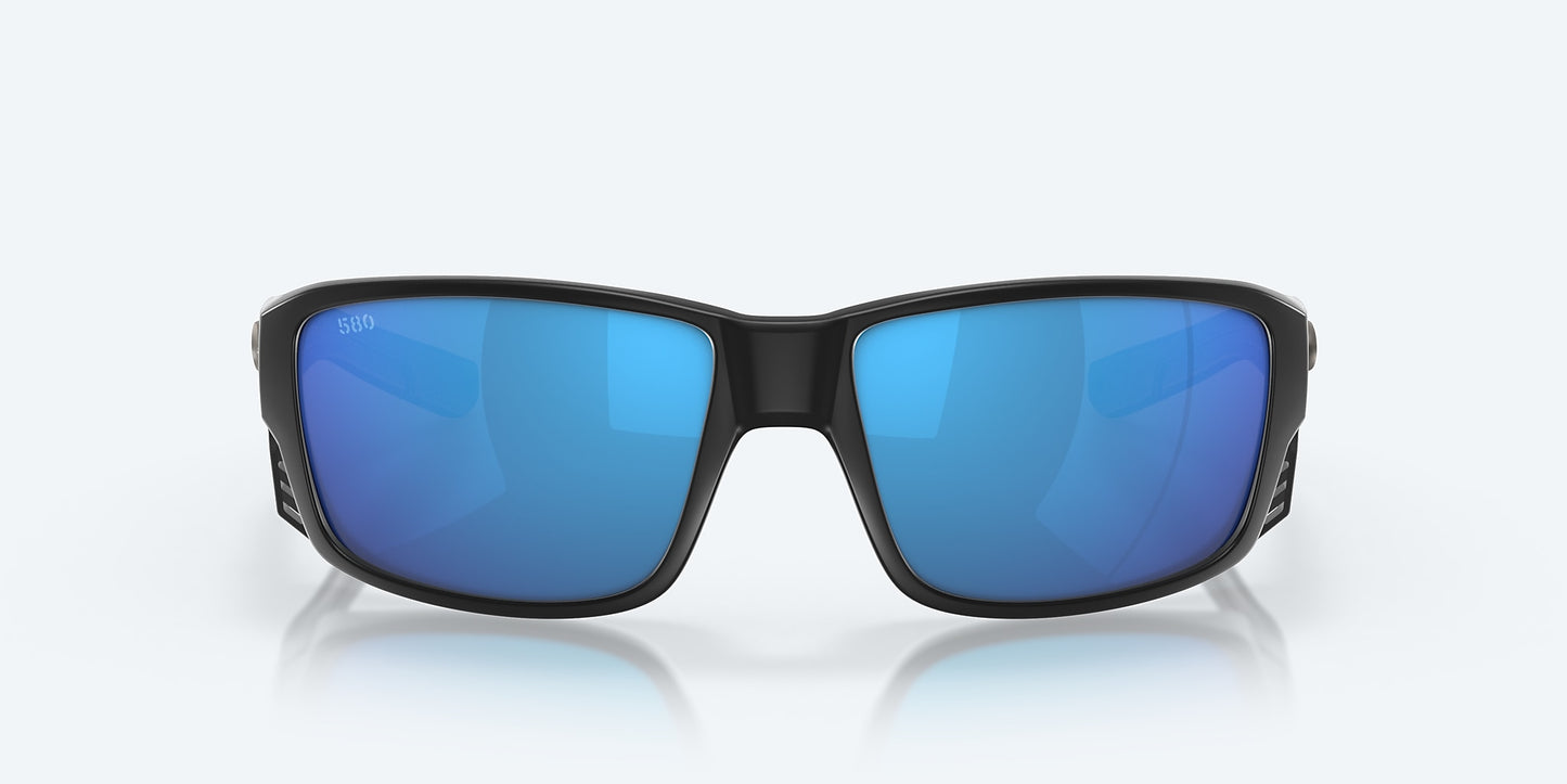 [Blue Mirror Polarized Glass Lenses, Matte Black Frame]