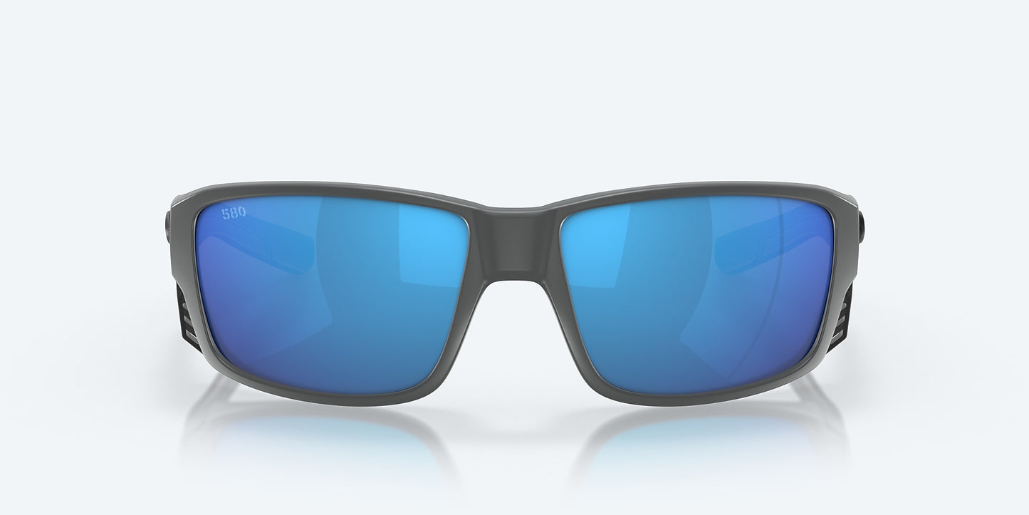 [Blue Mirror Polarized Glass Lenses, Matte Gray Frame]