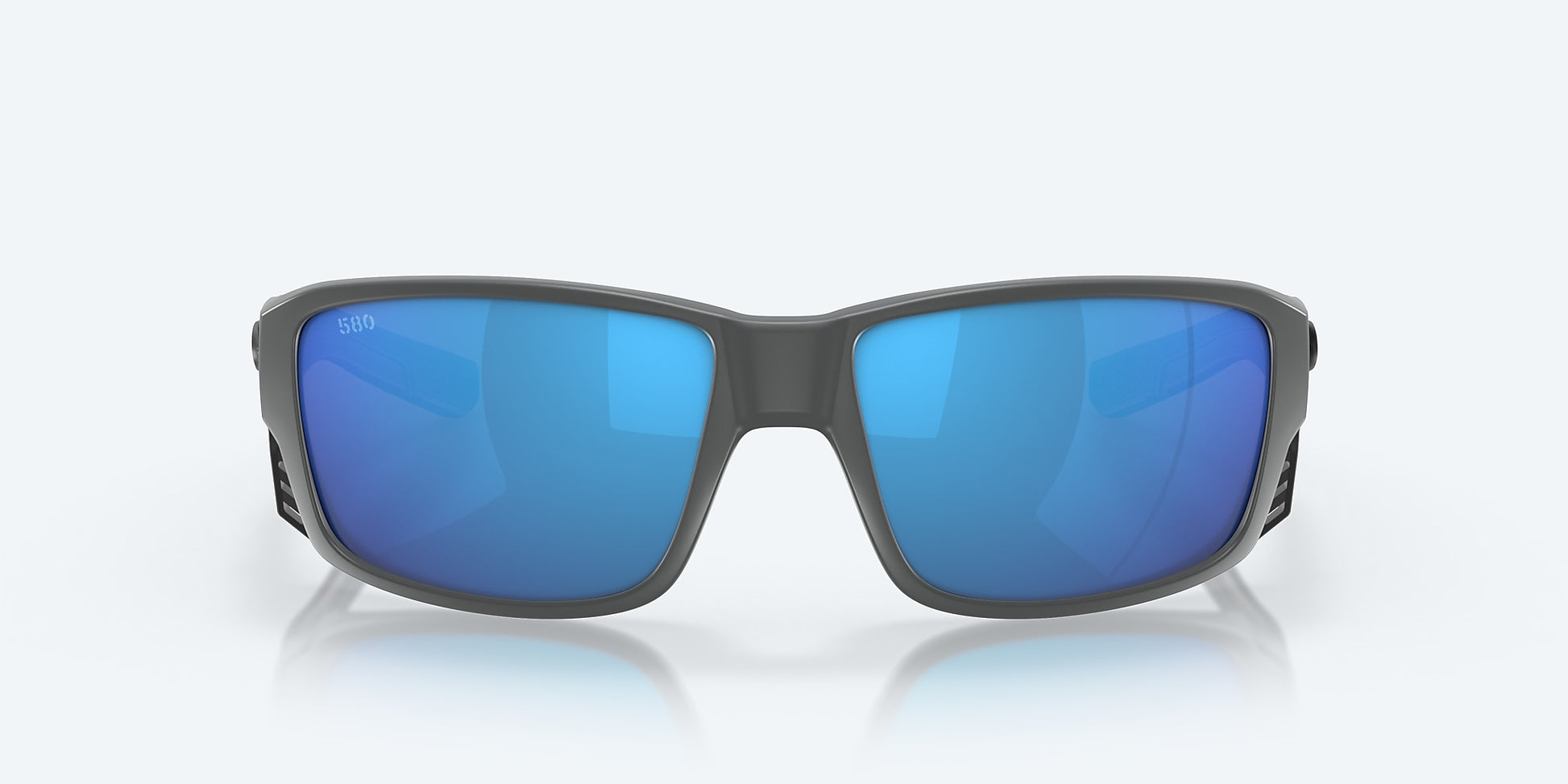 [Blue Mirror Polarized Glass Lenses, Matte Gray Frame]