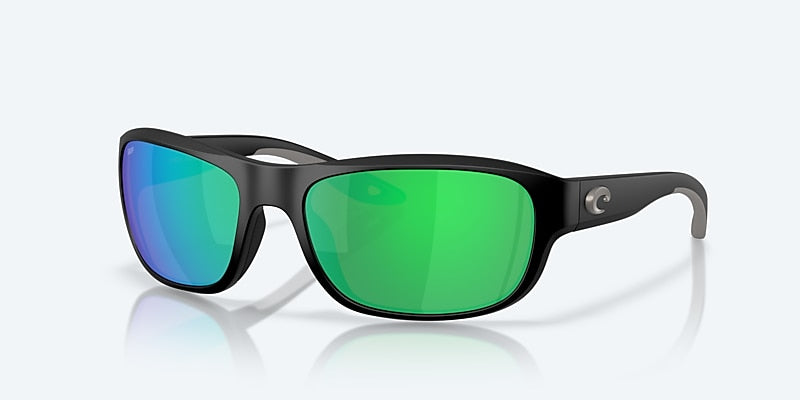 [Green Mirror Polarized Polycarbonate Lenses, Matte Black Frame]