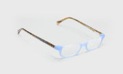 13 - Milky Blue Front with Brown and Blue Chop Temples