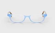 13 - Milky Blue Front with Brown and Blue Chop Temples