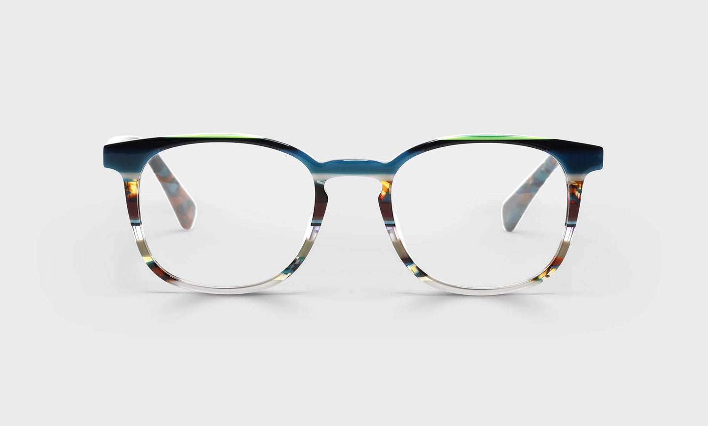 [59 - Teal Multi-Stripe Front and Teal Tortoise Temples]