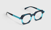 10 - Teal and Indigo Mosaic with Gold Flecked Front and Temples