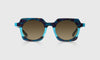 [10 - Teal and Indigo Mosaic with Gold Flecked Front and Temples]