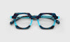 [10 - Teal and Indigo Mosaic with Gold Flecked Front and Temples]