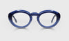 [59 - Blue to Stripe Fade Front with Blue Crystal Temples]