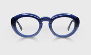 59 - Blue to Stripe Fade Front with Blue Crystal Temples