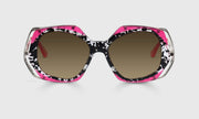 00 - Black Ink Blots Married with Hot Pink and Intricate Stainless Steel Temples