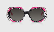 00 - Black Ink Blots Married with Hot Pink and Intricate Stainless Steel Temples