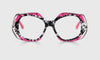 [00 - Black Ink Blots Married with Hot Pink and Intricate Stainless Steel Temples]