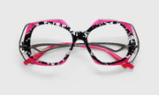 00 - Black Ink Blots Married with Hot Pink and Intricate Stainless Steel Temples