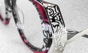 00 - Black Ink Blots Married with Hot Pink and Intricate Stainless Steel Temples