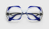 [10 - Decorative Cobalt and Clear Corners Matched with Intricate Stainless Steel Temples]