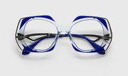 10 - Decorative Cobalt and Clear Corners Matched with Intricate Stainless Steel Temples