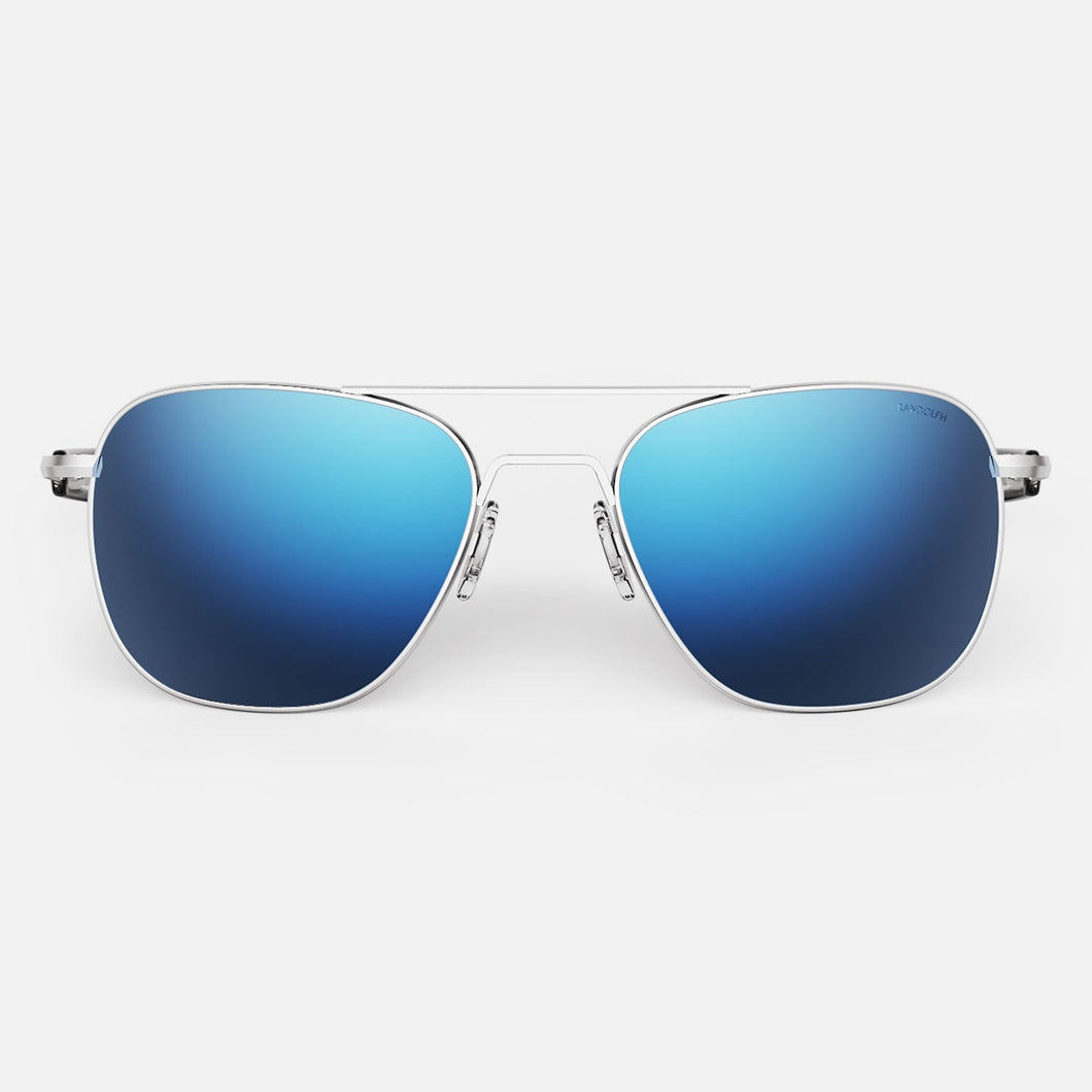 [Matte Chrome & Atlantic Blue Polarized Mirror Nylon Lens]