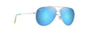 [Blue Hawaii Lenses, Shiny Silver With Blue & Green Frame]