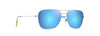 [Blue Hawaii Lenses, Shiny Silver With Blue & Green Frame]