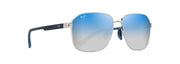 Dual Mirror Blue To Silver Lenses, Shiny Silver With Dark Blue Frame