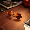 [23k White Gold & Semi-Polarized Nylon Gradient Sunset Rose Lens]