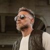 [23k White Gold & American Gray Polarized Glass Lens]