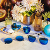 [23k White Gold & Cobalt Polarized Glass Lens]