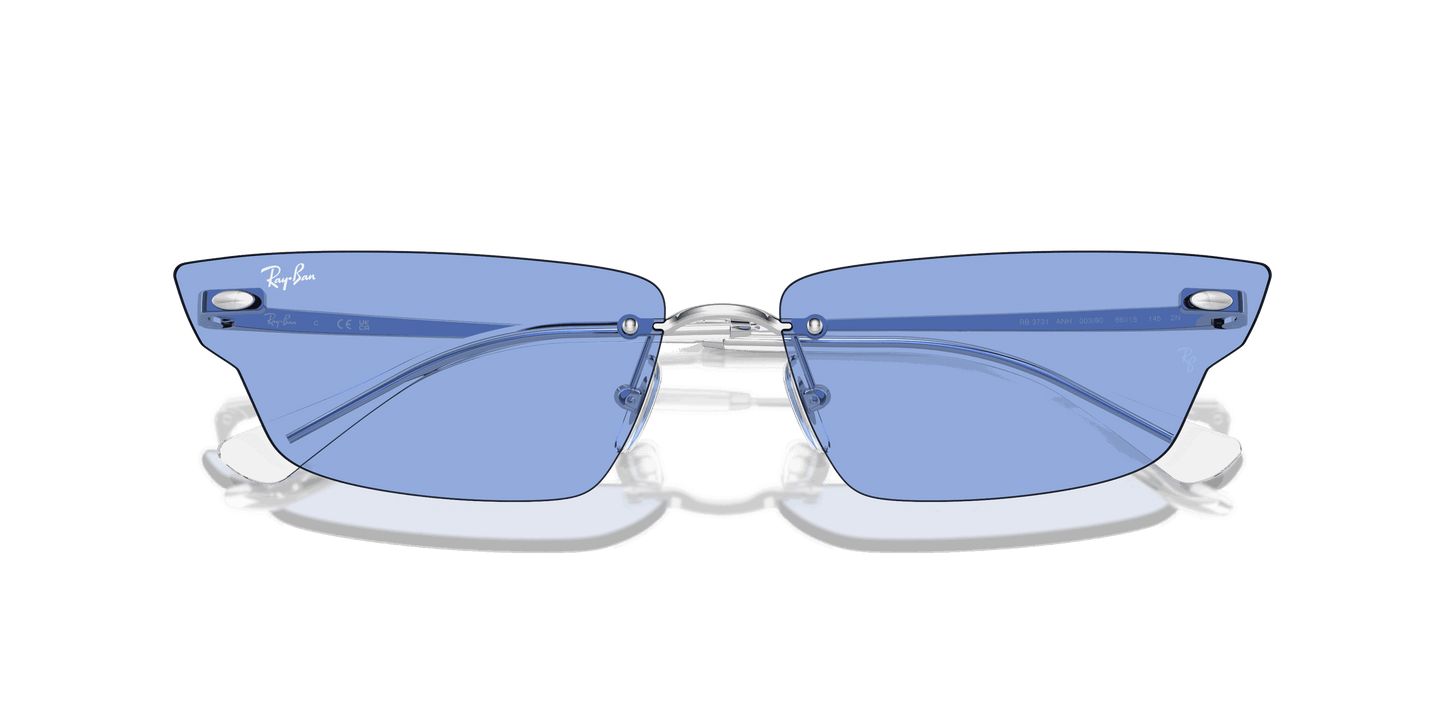 [Blue Lenses, Polished Silver Frame]
